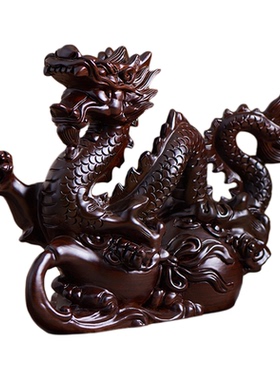 康御红黑檀木中式客厅龙摆件