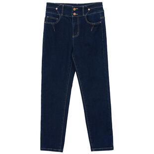 谜底铅笔裤牛仔裤女冬新品百搭磨毛保暖修身九分裤244MK1645