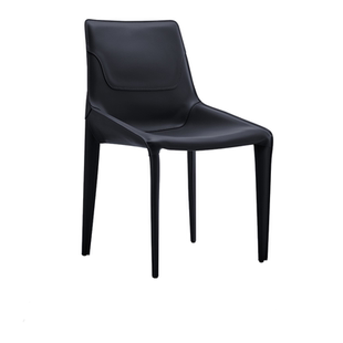 意式极简马鞍皮餐椅轻奢现代设计师靠背高级感餐桌椅酒店家用椅子