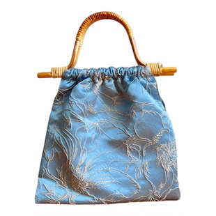 藤木手挽袋半成品材料包钥钥手工自制diy口金包宋锦包包新中式