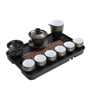 黑陶功夫茶具套装现代泡茶茶壶盖碗茶杯茶盘整套家用小型轻奢简约