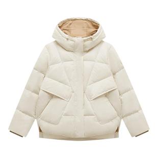 特步China羽绒服女款2025冬季新款连帽百搭宽松保暖运动羽绒外套