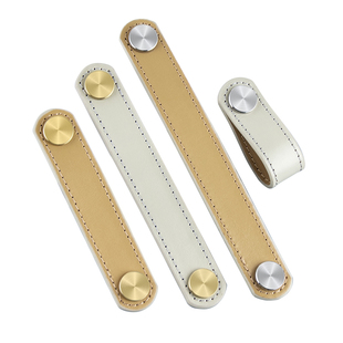 加厚真牛皮正反双面真皮拉手柜门抽屉儿童防撞皮质皮革头层皮把手