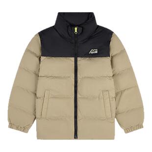 李宁男童羽绒服冬季短款外套时尚内胆防寒保暖大童面包无帽拼接色