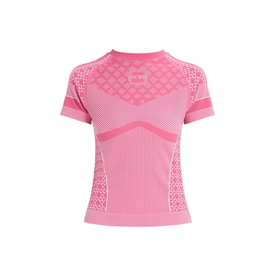 VECVEC粉色运动上衣女夏季薄款速干短袖T恤户外跑高尔夫女装高端