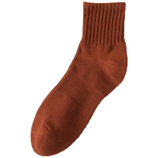 日系简约男女情侣款中性袜透气舒适纯棉中高筒高弹力纯色休闲袜子