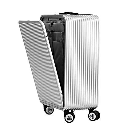 [新款]德国世界地理前开盖金属行李箱男铝镁合金拉杆箱密码旅行箱