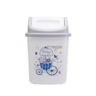 原创设计家用塑料印花大中小号方形垃圾桶带盖桌面厨房厕所不漏水