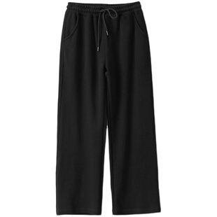 柔软舒适 女士迷你绒阔腿裤 纯色宽松卫裤 直筒长裤子 春秋款女装