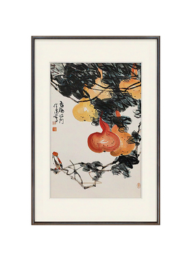 名家手绘孤品葫芦玄关端景柜国画