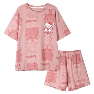 新中式带胸垫睡衣女短袖短裤夏季家居服云朵棉套装休闲少女可外穿