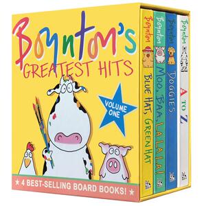 送音频 桑德拉博因顿4册绘本Santra Boynton 's Greatest Hits:Blue  Hat A to Z moo baa la 颜色字母声音动物英文原版纸板书