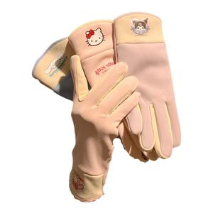 可爱三丽鸥可触屏手套女冬季骑行