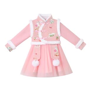 拜年服冬款2025新款女童秋冬汉服冬装儿童中国风冬季唐装过年服女