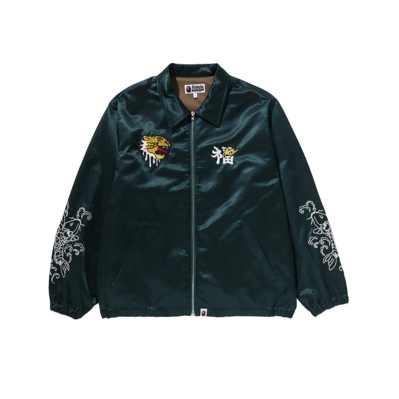 刺绣缎面拉链夹克外套BAPE