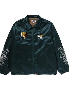 刺绣缎面拉链夹克外套BAPE