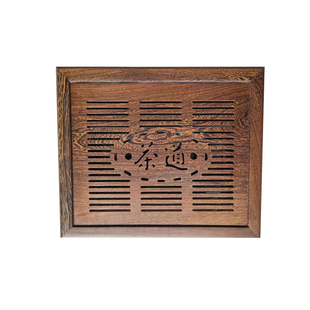 大理石玻璃开孔新款中式实木鸡翅木镶嵌入漏水板茶盘带不锈钢托盘