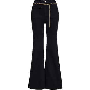 Vero Moda奥莱牛仔裤女秋冬新款含棉高腰双口袋微喇裤气质优雅