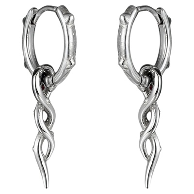 黑骨316L钛钢扭扭荆棘暗黑风耳环