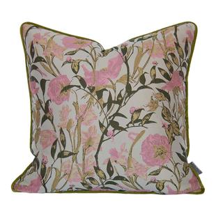 MOOYA京绿扶苏 法式轻奢绿色抱枕高级靠枕套粉色丝绒靠垫沙发客厅