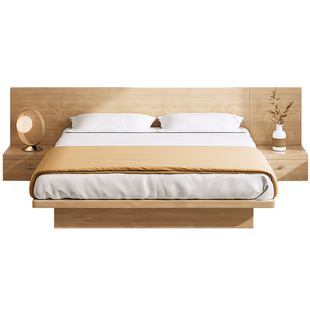 志光日式榻榻米床主卧储物双人床现代简约小户型省空间实木悬浮床