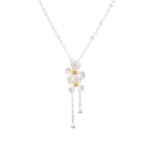 顺庆银楼S999足银女款琢芳项链精致优雅设计款高级简约灵动送礼物