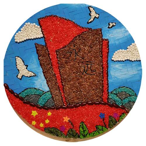 五谷杂粮画 豆子画 米画 竹筛画节庆主题 成品粮食画50厘米半成品