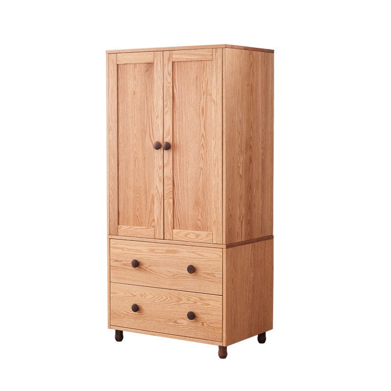 全实木两门衣柜带抽屉可定制原木