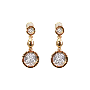 宫廷古币耳环2026新款爆款高级感耳饰欧美浮雕狮蜜蜂耳坠复古耳钉