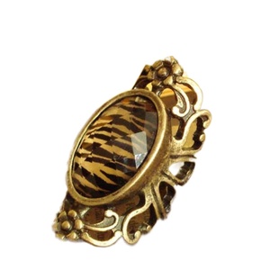 轻奢小众设计高级感时尚复古豹纹大宝石镂空个性潮夸张食指戒指女