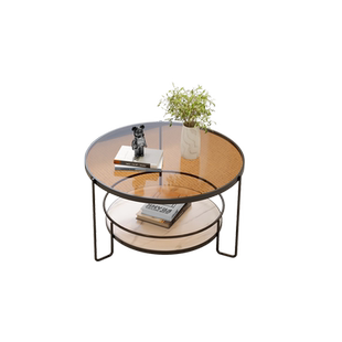 长虹钢化玻璃茶几小户型客厅圆形家用极简迷你小桌子网红现代轻奢