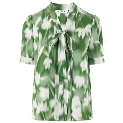 【真丝】LANCY/朗姿2025年夏新款高端法式印花飘带真丝短袖衬衫女