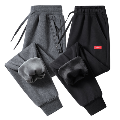 纯棉加绒加厚裤子束脚卫裤休闲