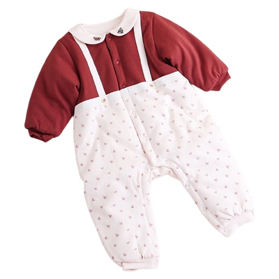 娃丽比2025秋冬夹棉加厚保暖女宝宝连体衣婴儿衣服外出服哈衣棉服