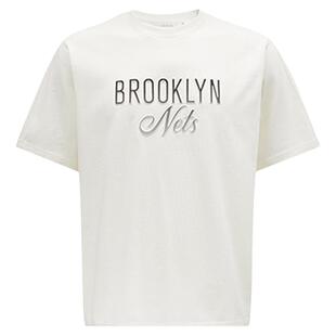 NBA ATELIER篮网队男士秋冬纯棉重磅T恤字母压凸短袖T恤