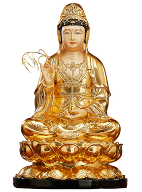 树脂观音菩萨佛像+金童玉女摆件