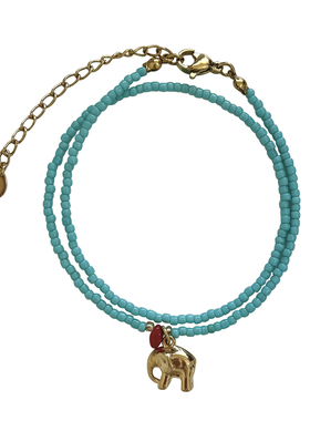 nicedream清新湖蓝小象双层手链