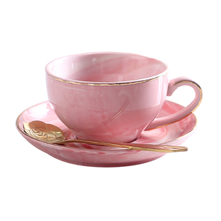 ins陶瓷咖啡杯创意下午茶花茶杯套装办公室家用100ml小杯子带杯架