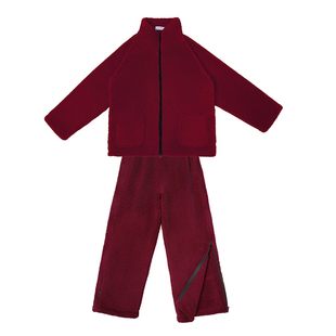 易穿脱病号服术后骨折拉链护理服冬季加绒加厚珊瑚绒卧床老人衣服