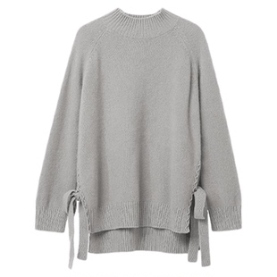 Famecoco折扣店休闲半高领毛衣宽松百搭绵羊毛针织衫FAB8DC017