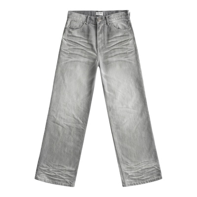 COPYPASTER 002 蛋白石 立体压皱竹节纹肌理2021M改微喇灰牛仔裤
