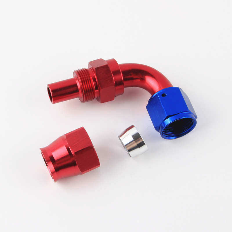 90度AN铁氟龙不锈钢编织油冷管铝接头汽车油冷器快速改装高压接头
