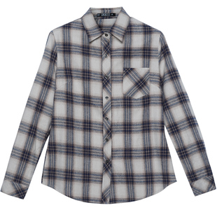 2025春季新款全棉格子衫衬衣女外套大码宽松上衣纯棉长袖妈妈衬衫