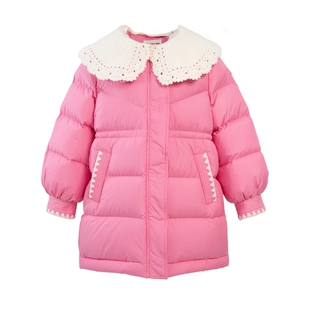 [新年拜年服]EP雅莹童装2025冬女童可拆花边加厚中长泡芙羽绒服