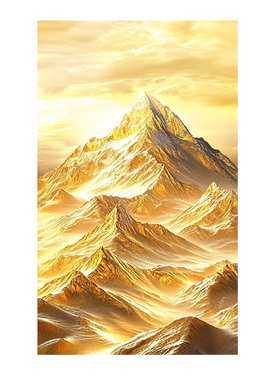 日照金山玄关装饰画竖版入户走廊挂画轻奢背靠金山山水画客厅壁画