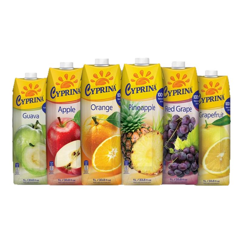 塞浦路斯进口果汁菠萝汁橙汁苹果汁西柚汁葡萄汁芒果桃汁饮料1L*2