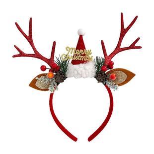 圣诞麋鹿鹿角发箍女圣诞节头饰拍照道具圣诞帽装饰头箍发卡发饰品