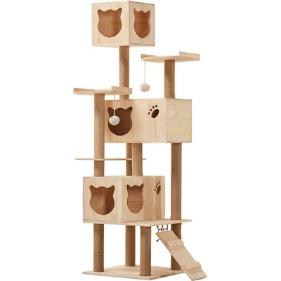 松木超大环保实木猫爬架豪华猫树