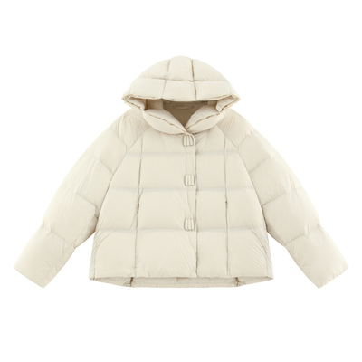 立体磁吸门襟连帽羽绒服