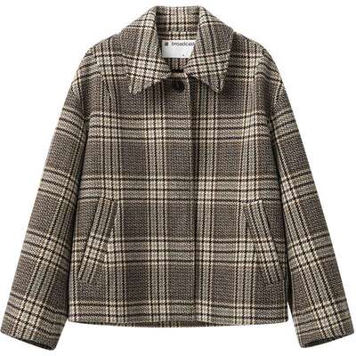 【播奥莱】播商场同款复古格纹倪妮同款冬毛呢短外套女BDR4WD3743